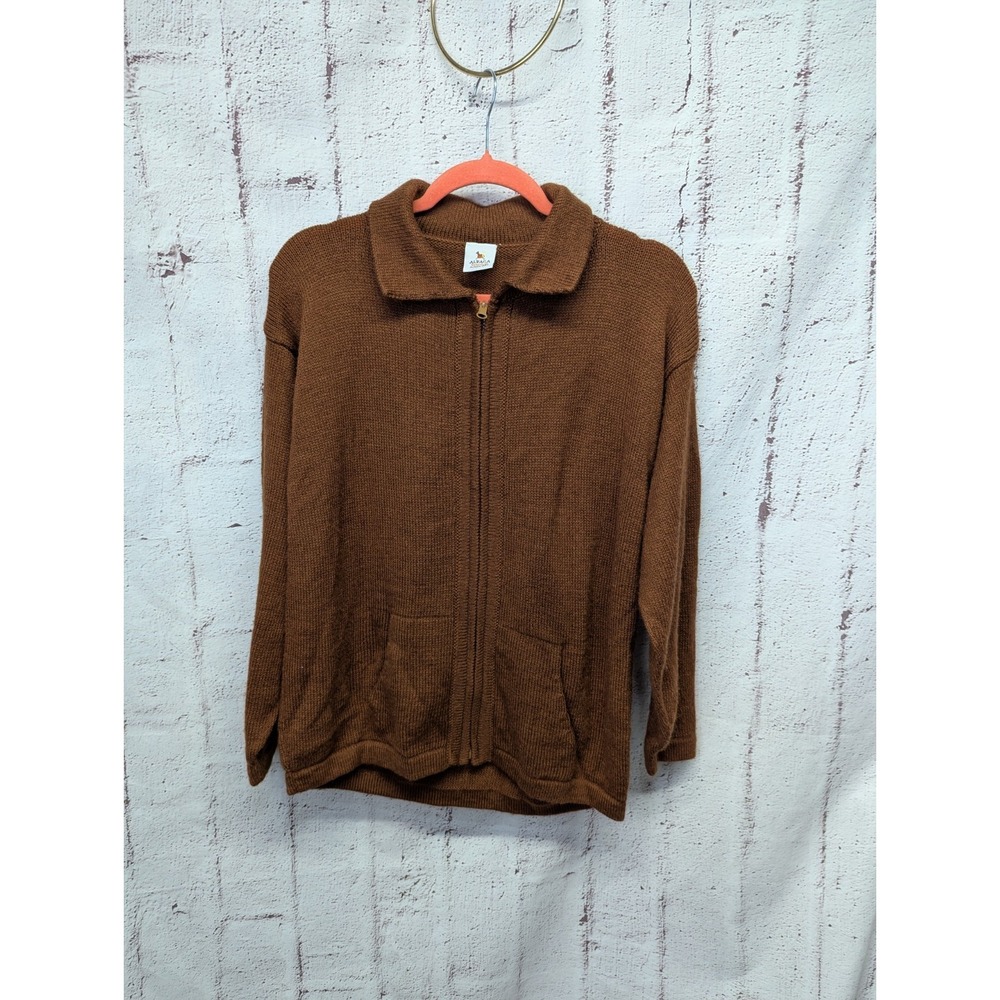 ALPACA Warehouse Size S M 100% Alpaca  Burnt Brick Full‎ Zip Jacket Sweater